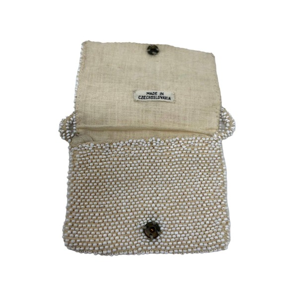 Vintage 50s Macrame Boho Mini Satchel + Beaded Hummingbird Coin Purse - Picture 11 of 12